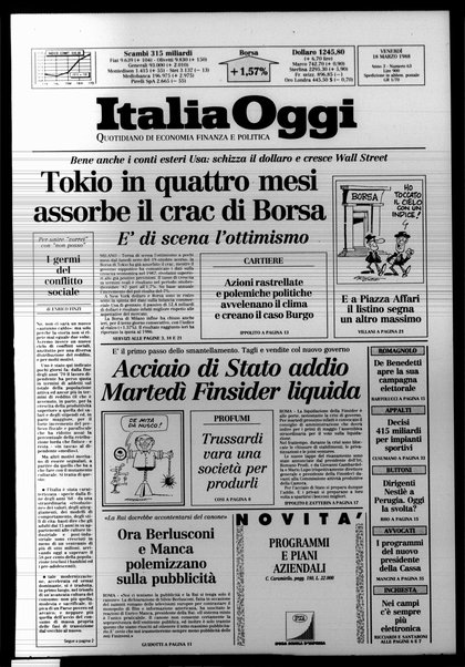 Italia oggi : quotidiano di economia finanza e politica